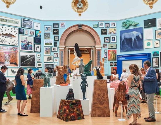 Installation view of the Summer Exhibition 2019, artworks displayed in the Wohl Central Hall