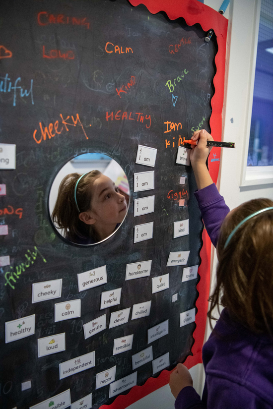 Gesher works on understanding emotions and being able to express them with peers - Here is our mood board where students are able to write how they are feeling